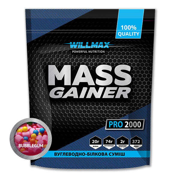 Гейнер Willmax  Mass Gainer 2кг БАБЛ ГАМ